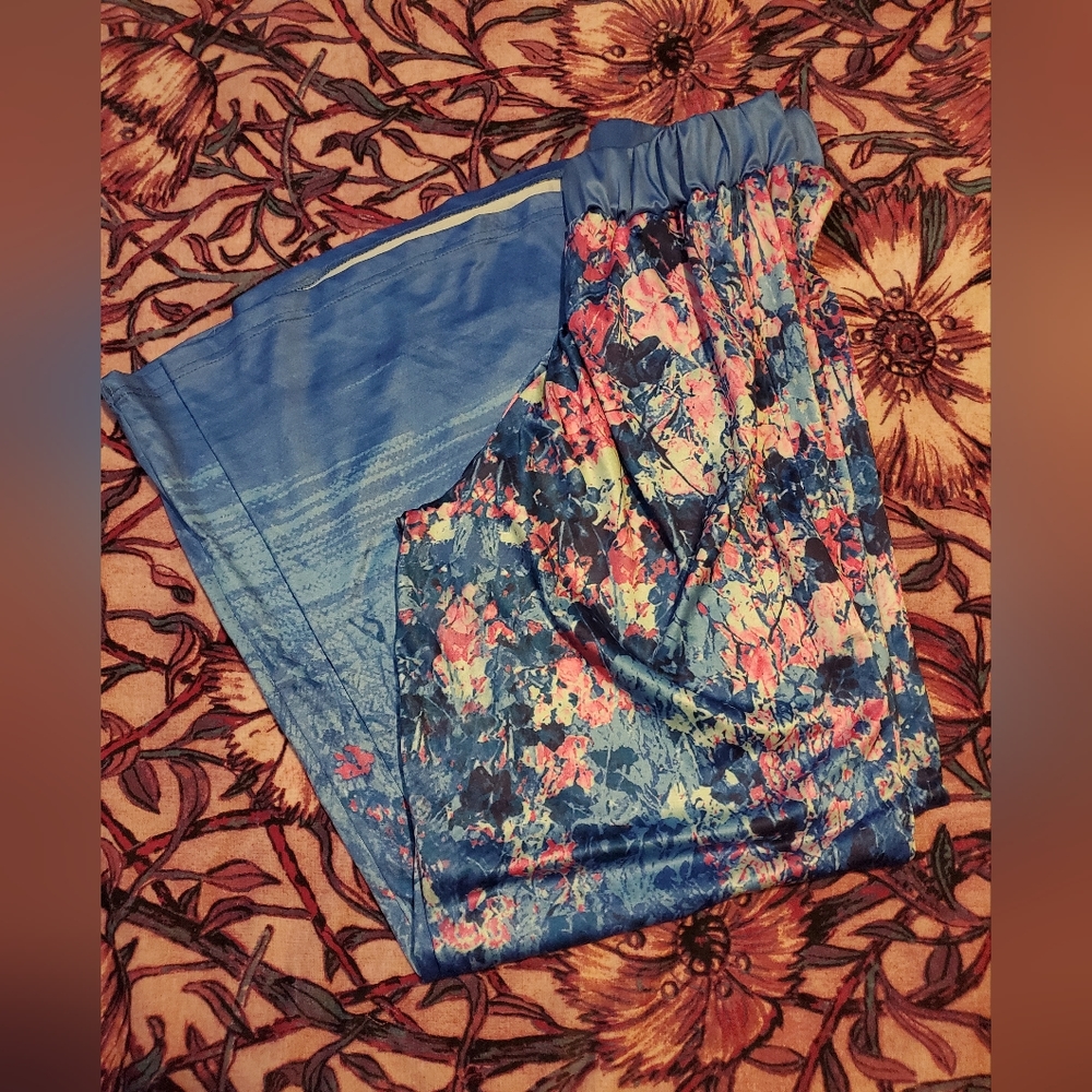Silky flare leg pajama pants